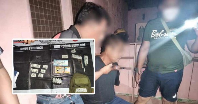 Drug suspect alias “Harly” was apprehended in Barangay Yatingan, Pontevedra, Capiz on Friday night, June 14. He yielded P95,200 worth of suspected shabu and a caliber .45 firearm. BRIGADE NEWS FM/FACEBOOK PHOTOS