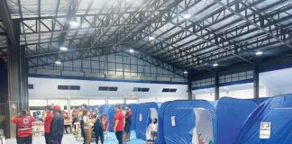 Displaced residents are currently taking temporary shelter in this evacuation center prepared by the La Carlota City Government in Negros Occidental. JUDGE MAVIL MAJARUCON-SIA PHOTO
