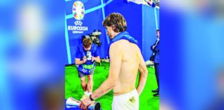 Croatia’s Luka Modric walks off the court with his Player of the Game trophy after being held to 1-1 draw by Italy. PHOTO FROM FABRIZIO ROMANO’S FACEBOOK PAGE