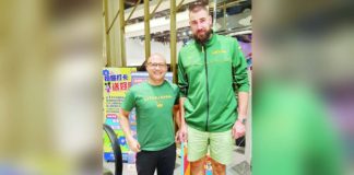 Negrense coach Tata Belangel with Lithuania basketball team center Jonas Valanciunas. PHOTO COURTESY OF TATA BELANGEL