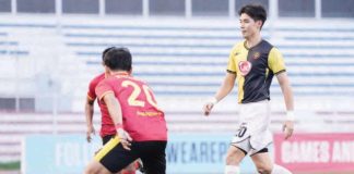 Kaya Futbol Club-Iloilo’s Lee Do-kyung (20) knocked down four goals in their lopsided win over Manila Montet FC. PHOTO COURTESY OF KAYA-ILOILO