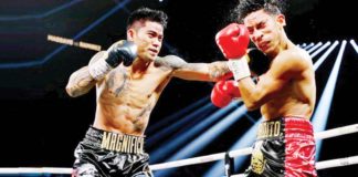 Mark Magsayo lands a solid left to Eduardo Ramirez. PHOTO FROM MARK MAGSAYO’S FACEBOOK PAGE
