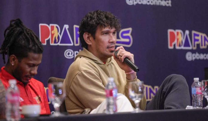 sports_SMB_resized San Miguel Beermen’s June Mar Fajardo speaks during the PBA Philippine Cup finals press conference. PBA PHOTO