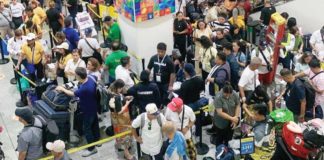 A total of 2,951 passengers were stranded at the Bacolod-Silay Airport in Negros Occidental and Iloilo Airport in Iloilo Province on Tuesday morning, June 4, following the eruption of Kanlaon Volcano. Photo shows the stranded passengers at the Iloilo Airport in Cabatuan town. CAAP ILOILO PHOTO