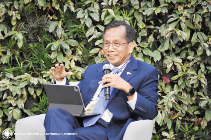 "Real GDP per capita picked up to 4.8 percent in the first quarter of 2024 from 4.6 percent in the fourth quarter of 2023. This now places us to over 10 percent higher than our pre-pandemic levels,” says National Economic and Development Authority Secretary Arsenio Balisacan. NEDA PHOTO