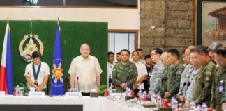 President Ferdinand “Bongbong” Marcos Jr. (left) led the 1st Semester Armed Forces of the Philippines Command Conference at Camp Aguinaldo on July 4, 2024. With him in the photo are Defense Secretary Gilbert Teodoro and the generals of various military services. PCO