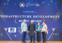 DBP feted by international body for renewable energy facility Development Bank of the Philippines (DBP) Senior Vice President Carolyn Olfindo (third from left) and DBP Vice President Raquel Atienza (rightmost) receive the Association of Development Financing Institutions in Asia and the Pacific (ADFIAP) Merit Award for Infrastructure Development from ADFIAP 2nd Vice Chairman Kao Thach (leftmost) and Chairman Saud Minam (2nd from left) during the ADFIAP Sustainable Awards held in Phnom Penh, Cambodia.