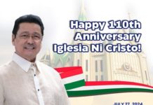 Sen. Lito Lapid greets 110th INC Anniversary