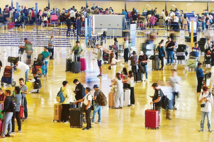 NAIA_terminal_fee_resized Passengers flock to the Ninoy Aquino International Airport Terminal 1 in Pasay City in this file photo. The Department of Transportation says NAIA terminal fee may go up to P950 from the current P550 in 2025. MARK DEMAYO, ABS-CBN NEWS PHOTO