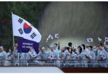 South Korea wrongly introduced as North Korea at Olympics Athletes of South Korea aboard a boat in the floating parade on the river Seine during the opening ceremony of the 2024 Paris Olympics. REUTERS