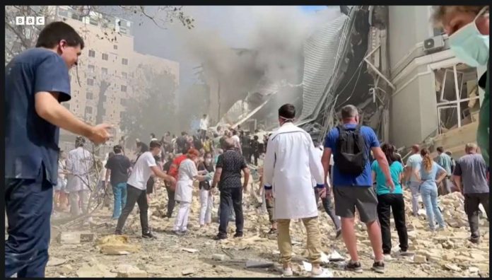 Ukraine_resized A video grab shows extensive damage to Ohmatdyt Children’s Hospital in Kyiv, the capital of UIkraine. BBC