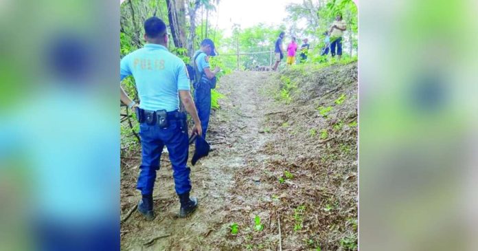 farmer_superimposed Officers of the Igbaras Municipal Police Station investigate the area in the town’s Barangay San Ambrosio where the 68-year-old Arsenio Espora was shot to death on Tuesday, July 2. BOMBO RADYO ILOILO/FACEBOOK PHOTO