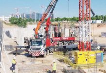 Photo shows the actual construction of the 680-room Hotel101-Madrid project in Spain.