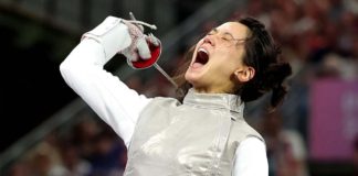 Lee Kiefer captured her second consecutive Olympic gold medal in the women’s foil event of the 2024 Paris Olympics. GETTY IMAGES