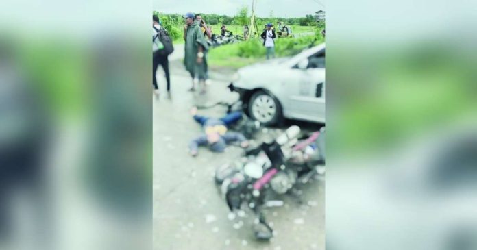 oton_superimposed A motorcycle-riding couple died in a road accident in Barangay Abilay Sur, Oton, Iloilo on Monday, July 22. K5 NEWS FM ILOILO/FACEBOOK PHOTO