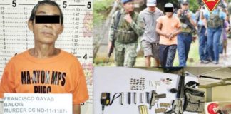 A joint military and police operation in Sitio Siwalang, Barangay Tapulang, Maayon, Capiz on June 25, 2024 resulted to the arrest of a suspected top New People’s Army leader in Panay Island, Francisco “Ka Tonying” Balois of Barangay Katipunan, Tapaz, Capiz. Firearms and ammunitions were recovered, too. PHILIPPINE ARMY PHOTO