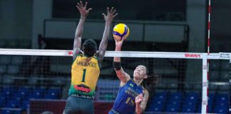 Negrense Arah Panique of the National University Lady Bulldogs attempts to score against Far Eastern University Lady Tamaraws’ Faida Bakanke. PHOTO COURTESY OF SSL