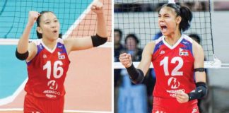 Angel Canino (right) and Arah Panique are part of the 14-player roster of the Philippines in the FIVB Women’ Volleyball Challenger Cup. PHOTOS COURTESY OF VOLLEYBALL PILIPINAS