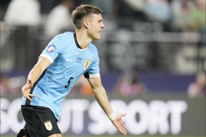 sports_Uruguay Uruguay’s Manuel Ugarte gestures after nailing the match-clinching penalty kick against Brazil. AP