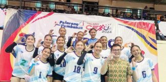 The Western Visayas secondary girls volleyball team represented by the Bacolod Tay Tung High School Thunderbolts. PHOTO COURTESY OF PALARONG PAMBANSA