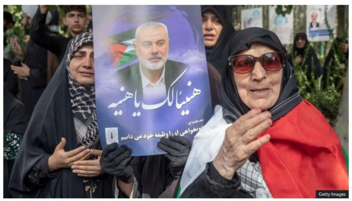 Iran_resized Many have turned out for the funeral procession in Iran of the Hamas political chief, Ismail Haniyeh, who was killed in a strike in Tehran. GETTY IMAGES