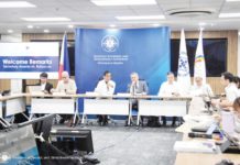 National Economic and Development Authority (NEDA) Secretary Arsenio M. Balisacan (3rd from left) and other NEDA officials engage with members of the media in a press chat at the PSA Office in Quezon City. NEDA PHOTO