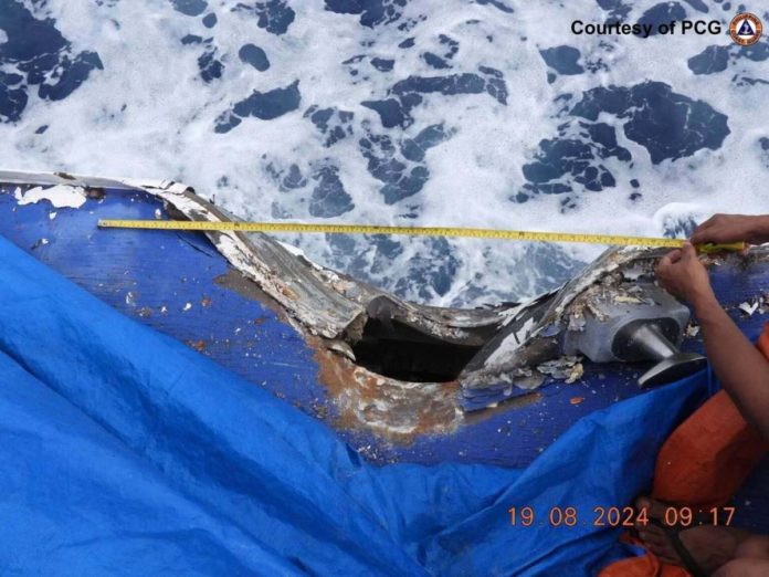 Damage incurred by Philippine Coast Guard ship’s BRP Cape Engaño after the “aggressive maneuvers” of the China Coast Guard. PHOTO FROM THE PCG
