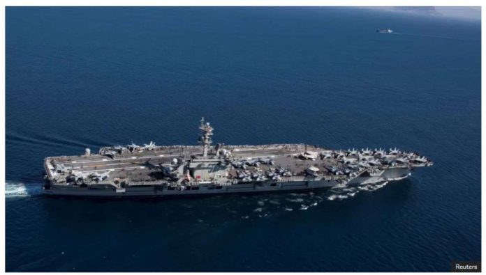 US_resized The Nimitz-class aircraft carrier USS Abraham Lincoln (CVN 72) transits the Strait of Gibraltar, entering the Mediterranean Sea as it continues operations in the 6th Fleet area of responsibility. REUTERS