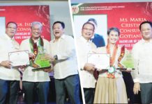 Consunji honored as 2024 Most Distinguished UP Alumnus; Gotianun recognized for Excellence in Corporate Management Alumni Regent and University of the Philippines Alumni Association (UPAA) President Robert Lester Aranton and UP President Angelo Jimenez present the awards to DMCI Holdings Chairman Isidro A. Consunji (left photo) and Semirara Mining and Power Corporation President, COO and CSO Maria Cristina C. Gotianun (right photo).