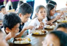 Nutrition council: P64 for 3 meals a day not enough for healthy diet National Economic and Development Authority says the monthly food threshold for a family of five is P9,581 or about P64 per person per day. Photo shows students in San Fernando, Pampanga enjoying their meal during a feeding session. PAGCOR PHOTO