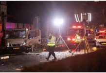 Hamas claims Tel Aviv bomb explosion as suicide attack Israeli first responders inspect the scene of a bomb explosion in Tel Aviv, Israel, which Hamas says was a suicide attack on August 18. REUTERS