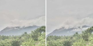 Screenshot of time-lapse degassing from the Kanlaon Volcano summit between 10:43 a.m. and 12 p.m., August 24, 2024, recorded by the Canlaon City Observation Station IP Camera. PHOTO BY PHIVOLCS