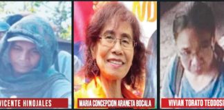 Three top New People’s Army leaders, (from left) Vicente Hinojales, Maria Concepcion Araneta Bocala and Vivian Torato Teodosio, were killed in recent military operations in Lambunao, Iloilo Province. 3ID, PHILIPPINE ARMY PHOTO