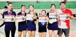Members of Bacolod Tay Tung High School 10-Under Thunderbolts with head coach Roberto Calamba Jr. PHOTO COURTESY OF JOSE MONTALBO