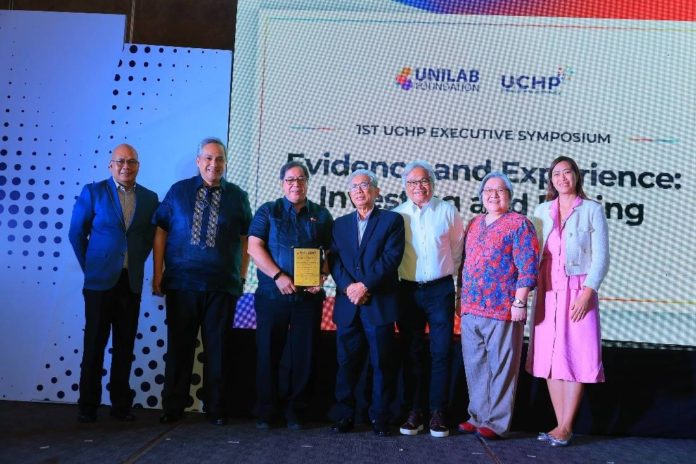 unilab3 Photo shows (from l to r) Unilab Center for Health Policy Program Director Ruben A. Basa, Unilab Foundation Executive Director Jose Maria A. Ochave; Secretary of Health Hon. Teodoro J. Herbosa; Dr. Enrique Ona, former Department of Health (DOH) Secretary; Dr. Leopoldo Vega, former DOH Undersecretary; Dr. Maria Eufemia Yap, Associate Dean of Ateneo School of Medicine and Public Health and Senior Technical Advisor, Thinkwell Philippines; Hon. Trina Alejandra Q. Firmalo-Fabic, Mayor, Odiongan, Romblon.
