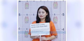 Department of Interior and Local Government secretary Benhur Abalos (left) and Philippine National Police chief Rommel Marbil (right) are pictured with a candid-looking arrested fugitive Alice Guo in Indonesia. NBI PHOTO