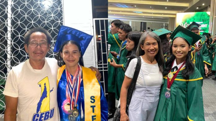 Education-SM Scholars-Angel Joben and Angel Blanco-PH-NGO Scholars’ source of inspiration. Angel Joben with her father (left) and Angel Blanco with her mother (right). Both SM Scholars share how their parents shaped their goals and aspirations in life.