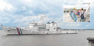 The BRP Teresa Magbanua docks at Puerto Princesa City, provincial capital of Palawan, after five months of patrolling Escoda (Sabina) Shoal, with some of its dehydrated crew members given medical attention upon the vessel’s return. Philippine Daily Inquirer, Frances Mangosing and Philippine Coast Guard