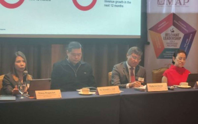 Management Association of the Philippines CEO Conference Committee chair Donald Lim (2nd from left) shares results of the Philippines CEO Survey 2024 during a press launch at the Makati Shangri-La in Makati City on Sept. 9, 2024. Joining him were (from left to right) PwC Philippines deals and corporate finance partner Trissy Rogacion, chair and senior partner Roderick Danao, and deals and corporate finance managing partner Mary Jade Roxas-Divinagracia. PNA PHOTO BY KRIS M. CRISMUNDO