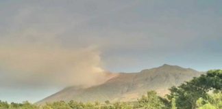Mount Kanlaon has been exhibiting increased unrest, with 288 volcano-tectonic earthquakes recorded since 8 p.m. on September 9. Photo shows the active degassing from Kanlaon’s summit crater around 5:30 a.m. on Tuesday, Sept. 10, 2024. CANLAON CITY OBSERVATION STATION PHOTO