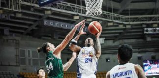 TNT Tropang Giga’s Rondae Hollis-Jefferson attacks the defense of Terrafirma Dyip’s Christian Standhardinger. PBA PHOTO