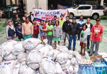 PAGCOR’s massive relief drive for Kristine-hit areas underway Evacuees sheltering at the TM Kalaw Elementary School and Cipriano Andal Memorial Elementary School in Lipa City receive food and non-food packs from PAGCOR at the height of Tropical Storm Kristine’s onslaught.