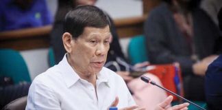 Former President Rodrigo Duterte appears during a Senate hearing on extrajudicial killings and the war on drugs. PHOTO FROM SENATE PRIB
