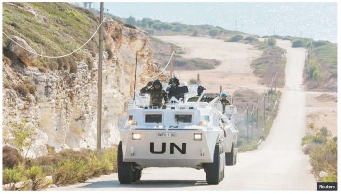 Lebanon_1_resized A United Nations peacekeeper vehicle drives along a road in Naqoura, near the Lebanese-Israeli border, southern Lebanon. REUTERS