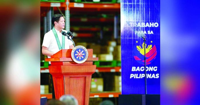 PBBM 1_superimposed President Ferdinand Marcos Jr. emphasizes the need for a more resilient local supply chain amid challenges disrupting business operations and food supply. He led the opening ceremony of a distribution center in Calamba, Laguna on Oct. 30, where he underscored the importance of logistics centers in ensuring supply chain continuity, especially in the post-pandemic landscape.