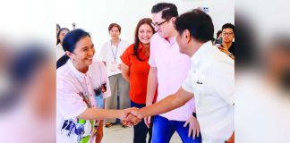 President Ferdinand R. Marcos Jr. meets with former Vice President Leni Robredo at the sidelines of the inauguration of the Sorsogon Sports Arena on (Oct. 17, 2024. Robredo was invited by Senate President Francis Escudero to welcome Marcos on behalf of the Bicol Region. Photo courtesy of PCO/SP Escudero