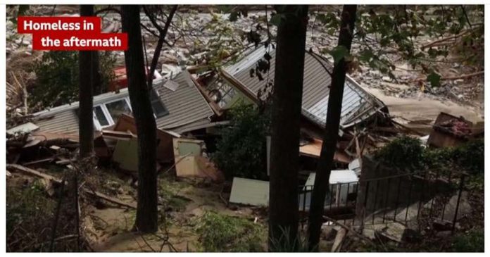 US Rising floodwaters destroy houses when Hurricane Helene struck the US southeast. BBC