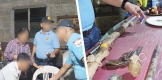 Three firearms, ammunition and hand grenade were confiscated from alias “Roland” in a house raid in Barangay Aglalana, Passi City, Iloilo on Sept. 16, 2024. The suspect was charged with violations of Republic Act (RA) 10591 (Comprehensive Firearm and Ammunition Regulation Act) and RA 9516 (An Act further amending the provisions of Presidential Decree number 1866). PASSI CITY PNP PHOTO