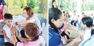 At Ubang Elementary School in Pototan, Iloilo schoolchildren start receiving vaccines against measles, rubella, tetanus, and diphtheria, and even the Human Papilloma Virus vaccine for girls. Photo from Pototan Rural Health Unit Birthing Center & Primary Healthcare Facility via IPHO Facebook Page