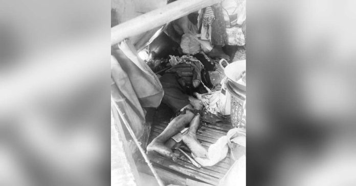 An old woman was discovered in an advanced state of decomposition at her house in Leganes, Iloilo. A tree fell on her house amid severe weather conditions. LEGANES MPS PHOTO